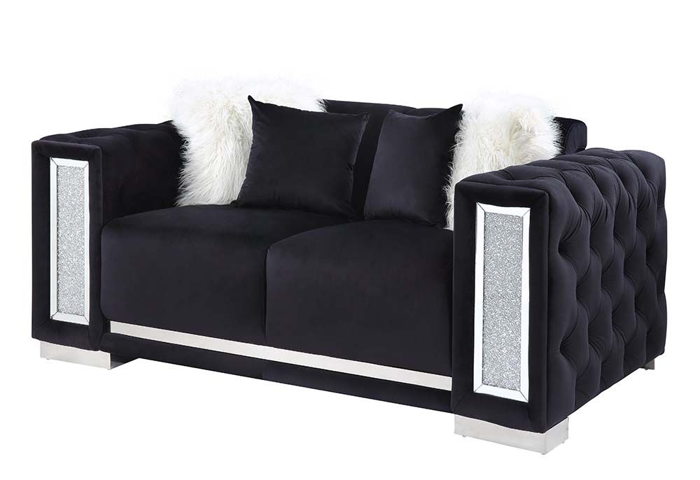 ACME Trislar Loveseat Black Velvet