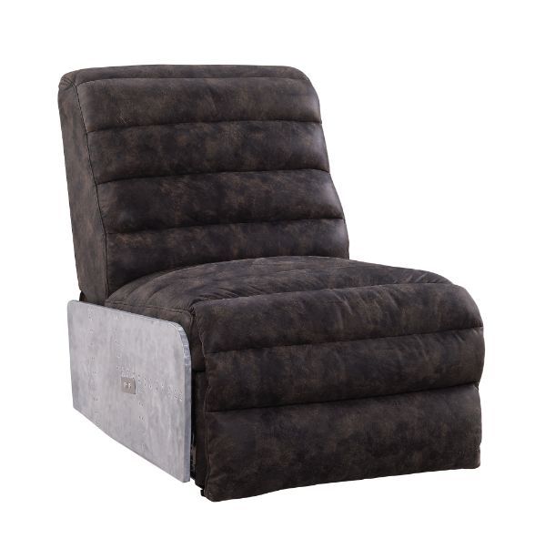 ACME Okzuil Recliner 2-Tone Gray Top Grain Leather & Aluminum