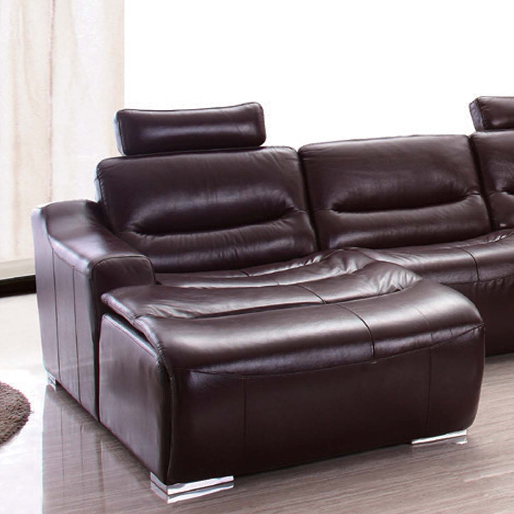 ESF 2144 Dark Brown Genuine Italian Leather Sectional w/1 Recliner
