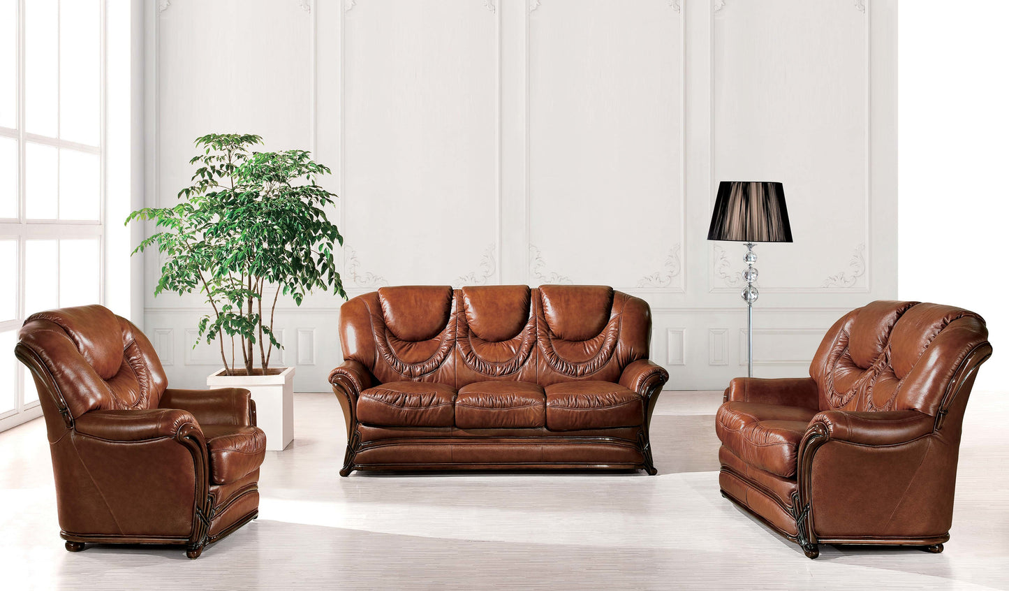 ESF 67 Italian Leather Sleeper Sofa SET