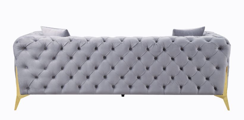 ACME Furniture Jelanea Sofa with 2 Pillows in Gray Velvet