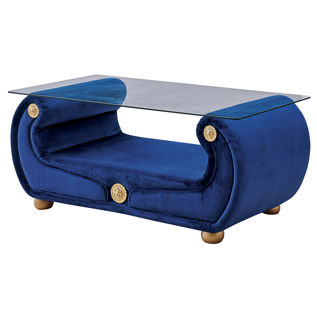 ESF Giza Full Leather Living Room Set in Blue