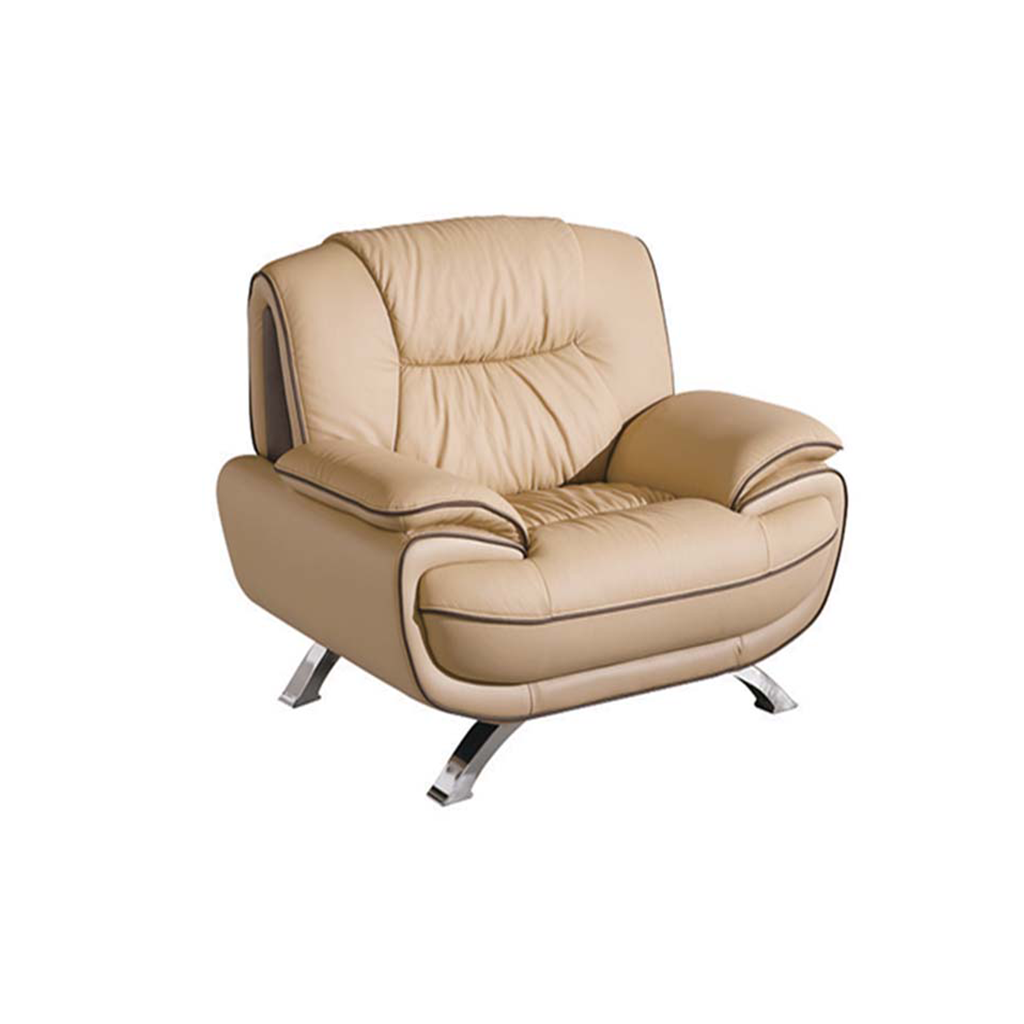 ESF Beige & Brown Two-Tone Leather Modern 405 Sofa