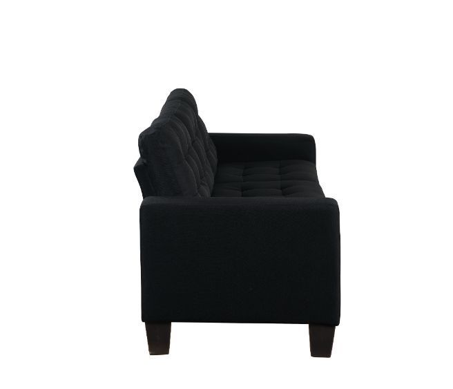 ACME Earsom Sofa & Ottoman in Black Fabric