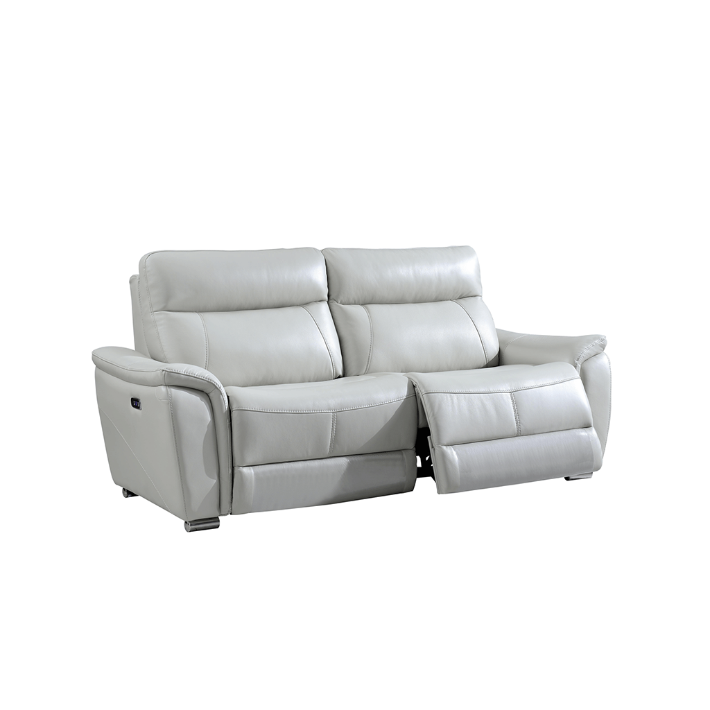 ESF Light Grey Top Grain Leather with Electric Recliner Living Room SET