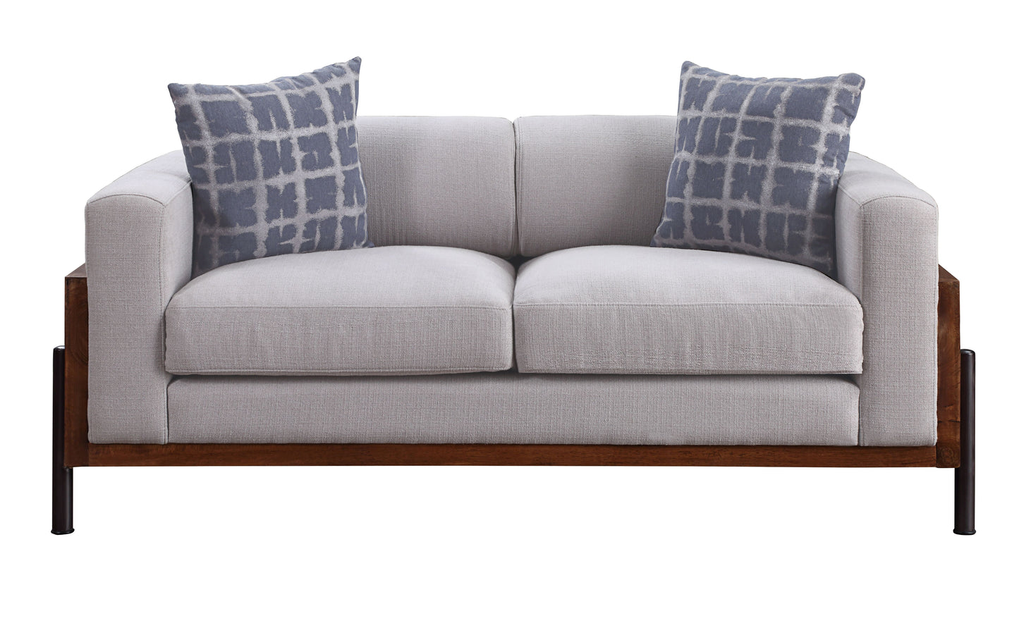 ACME Pelton Loveseat Fabric & Walnut