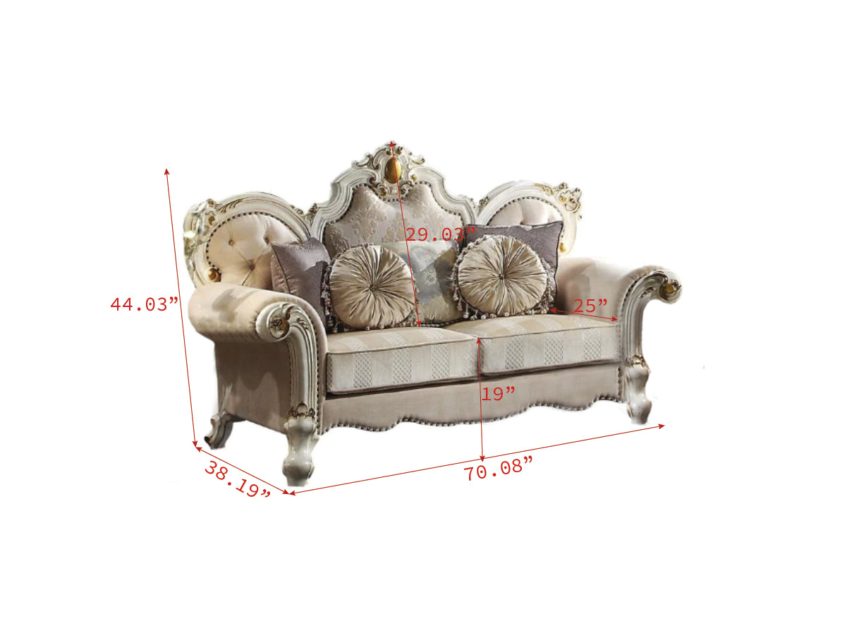 Acme Furniture Picardy Antique Pearl Loveseat with 5 Pillows