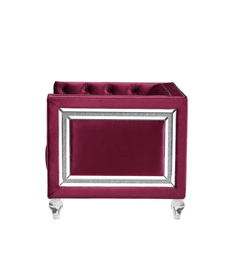 ACME Heibero Loveseat Burgundy Velvet