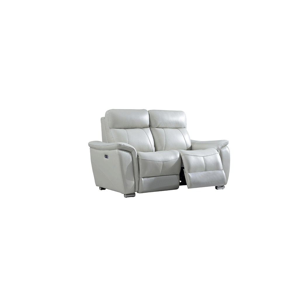ESF Light Grey Top Grain Leather with Electric Recliner Living Room SET