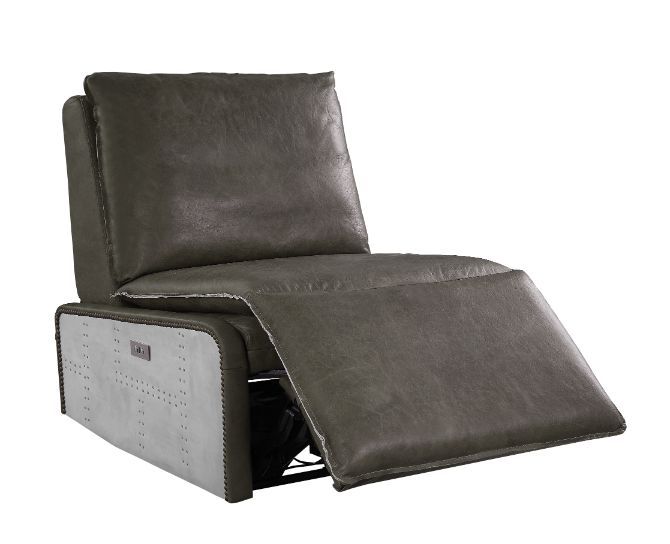 ACME Metier Recliner Gray Top Grain Leather & Aluminum