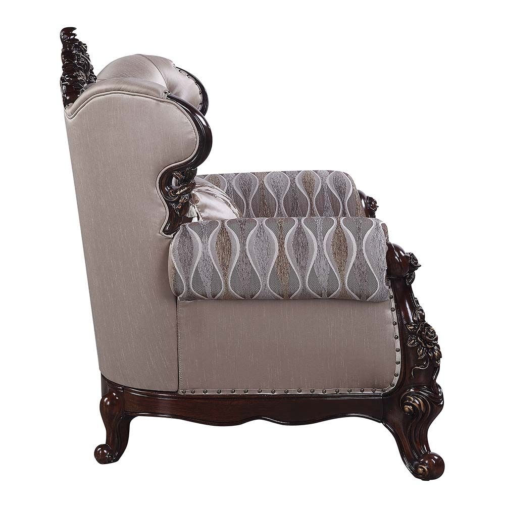 ACME Benbek Loveseat Fabric & Antique Oak Finish