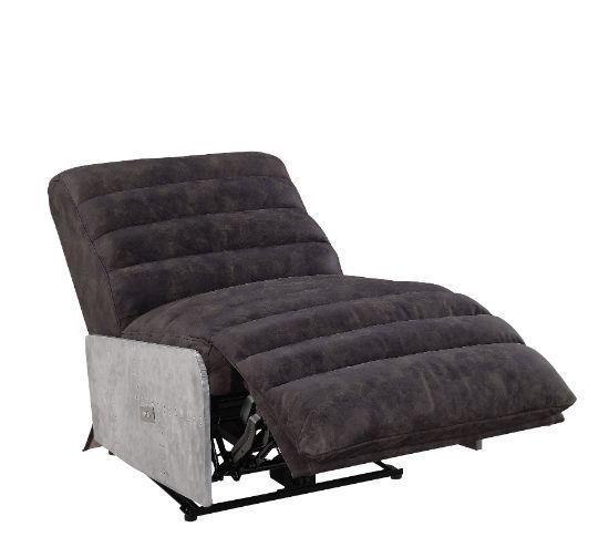 ACME Okzuil Recliner 2-Tone Gray Top Grain Leather & Aluminum