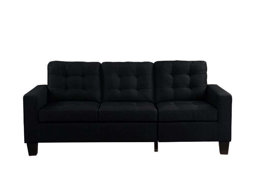 ACME Earsom Sofa & Ottoman in Black Fabric