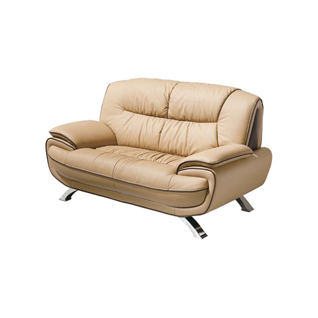 ESF Beige & Brown Two-Tone Leather Modern 405 Sofa