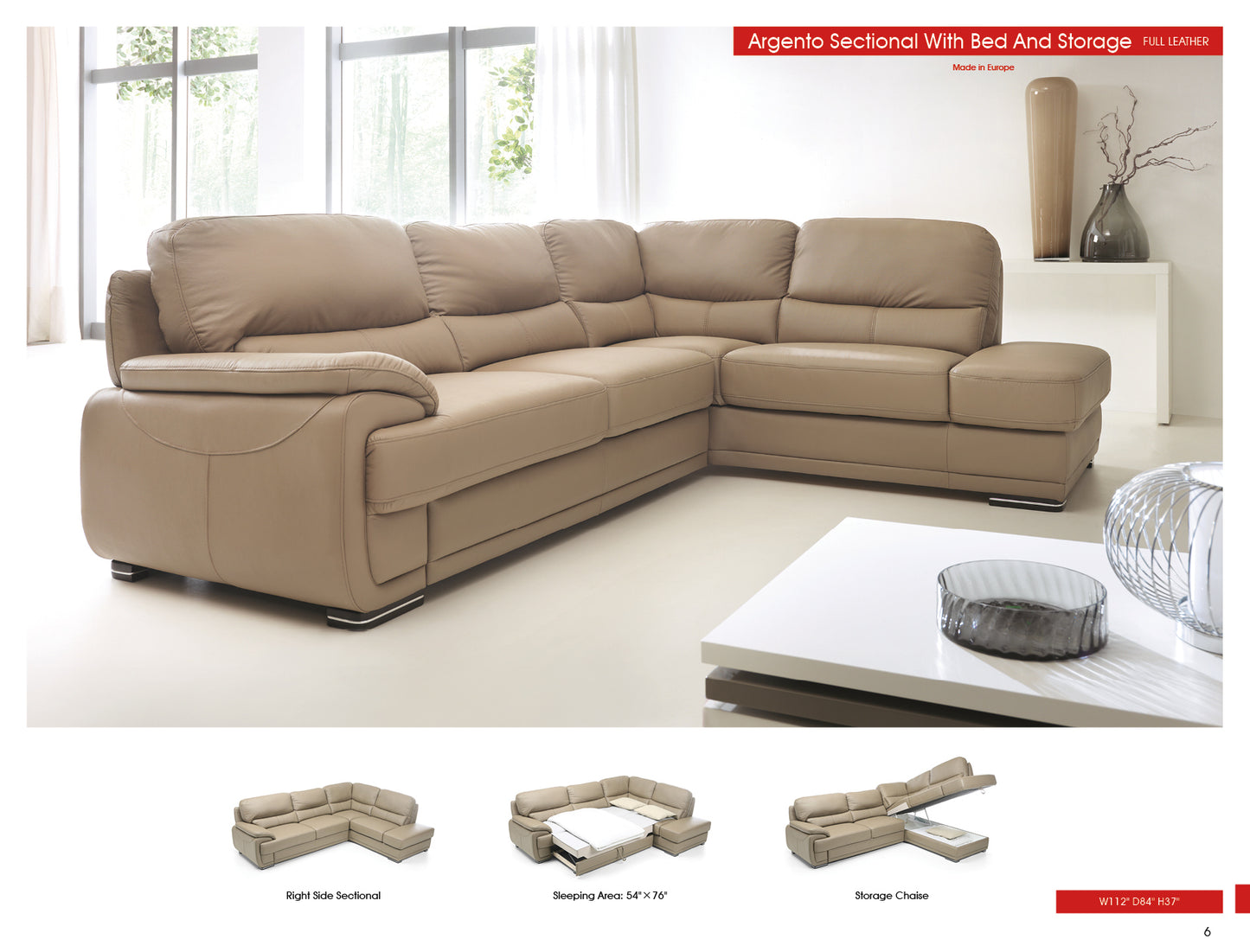 ESF Argento Sectional with Bed and Storage SET