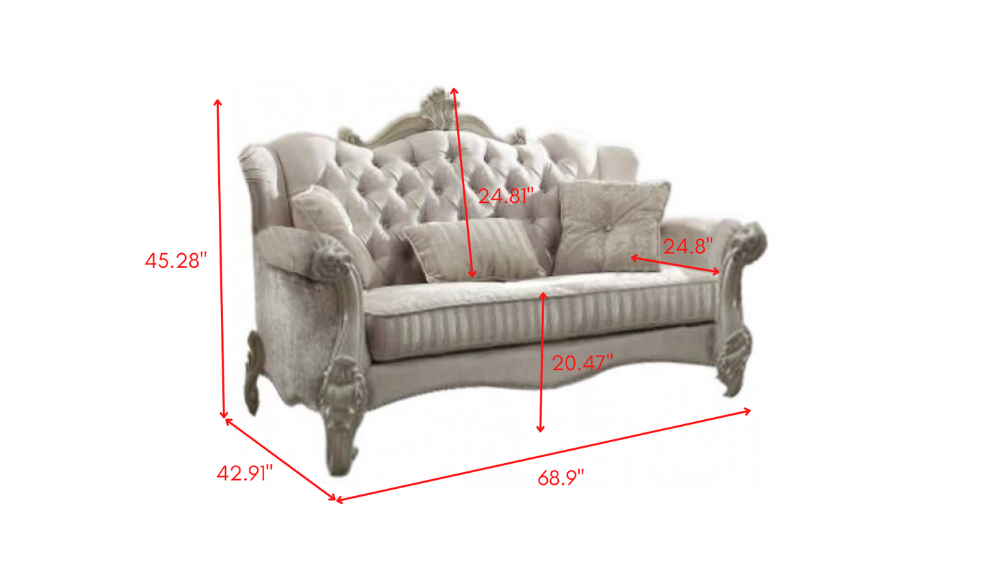 Acme Versailles 69" Loveseat with 3 Pillows