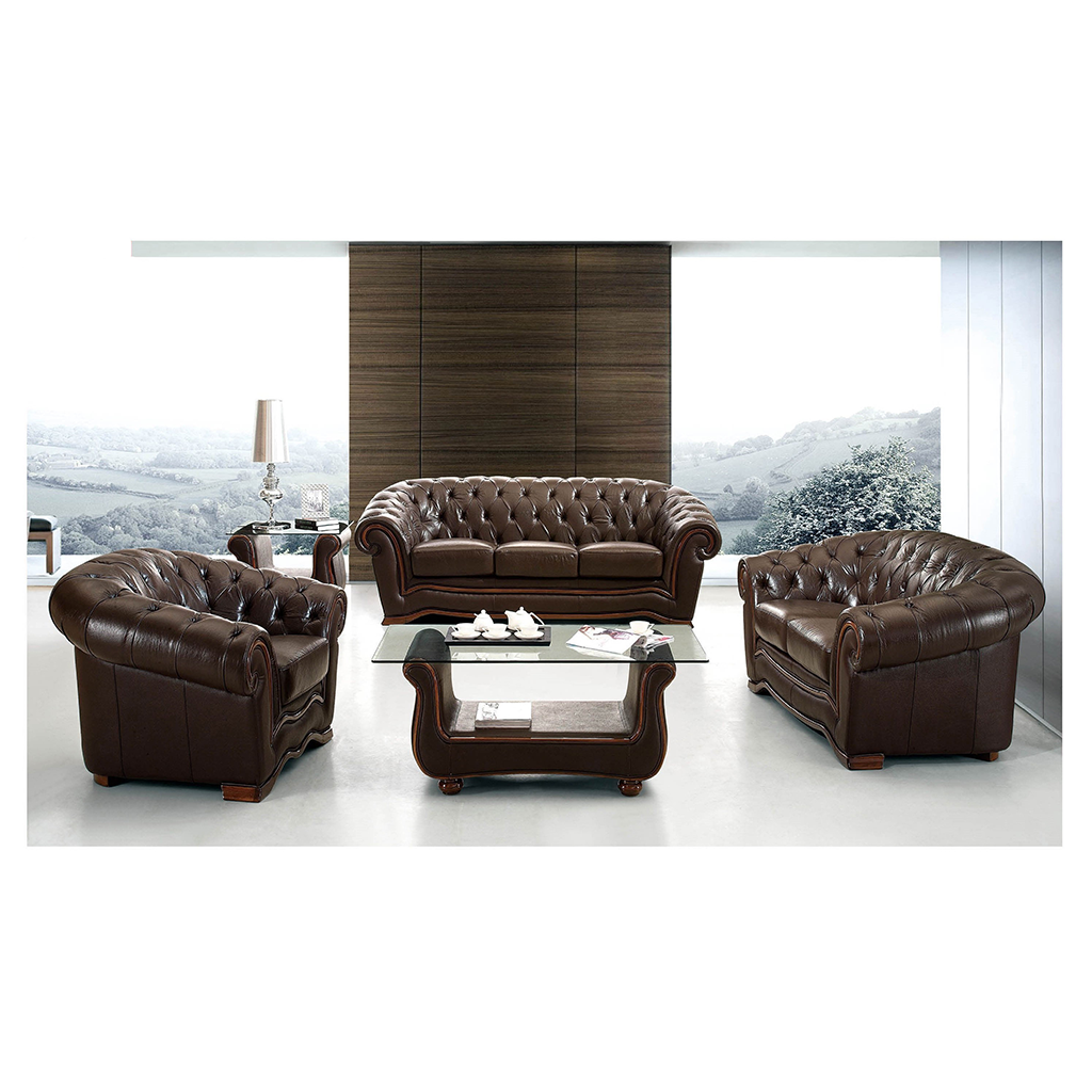 ESF 262 Dark Brown Full Leather Sofa Bed