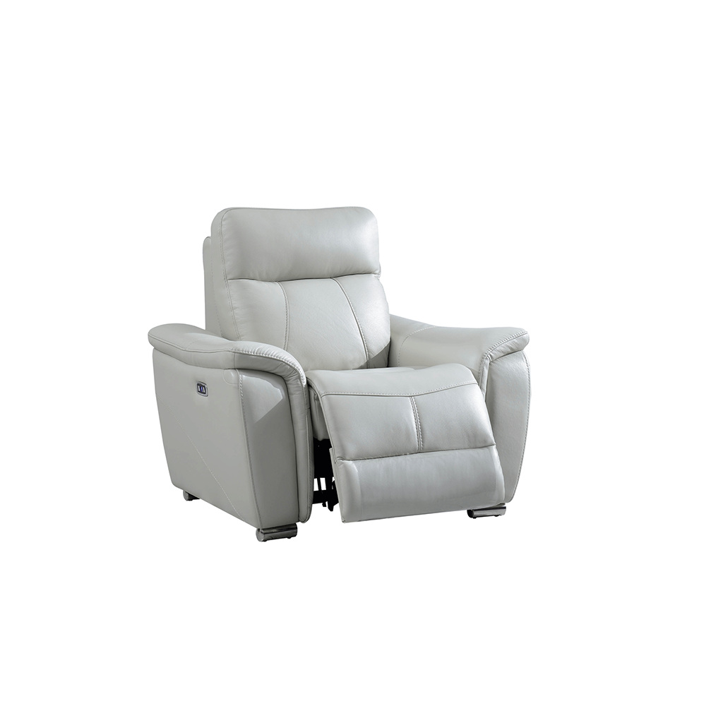 ESF Light Grey Top Grain Leather with Electric Recliner Living Room SET
