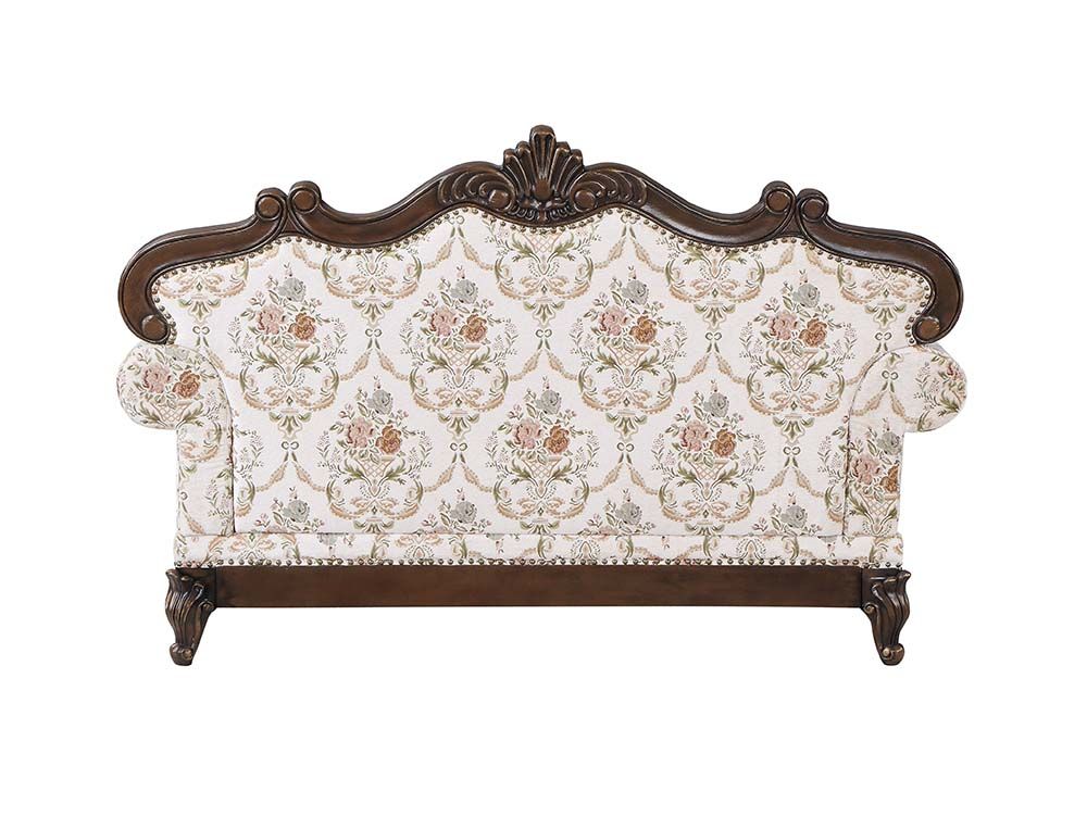 ACME Nayla Loveseat in Pattern Fabric and Walnut Color