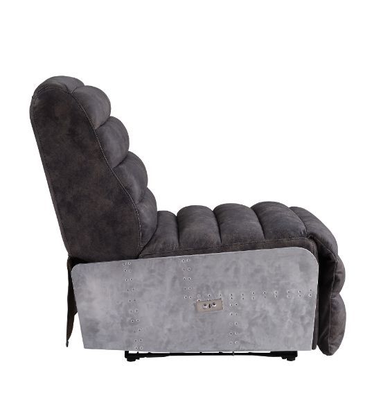 ACME Okzuil Recliner 2-Tone Gray Top Grain Leather & Aluminum