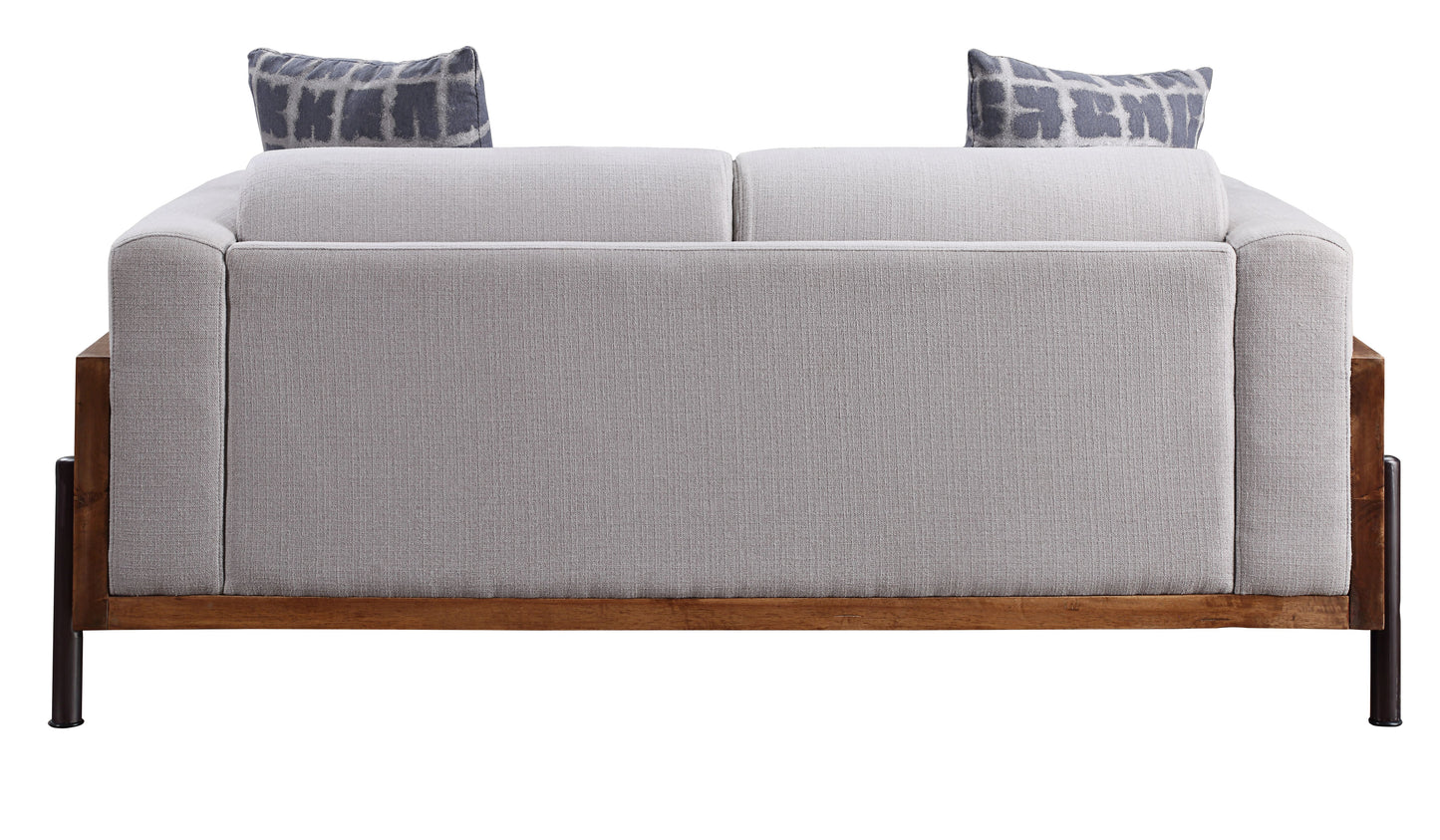 ACME Pelton Loveseat Fabric & Walnut