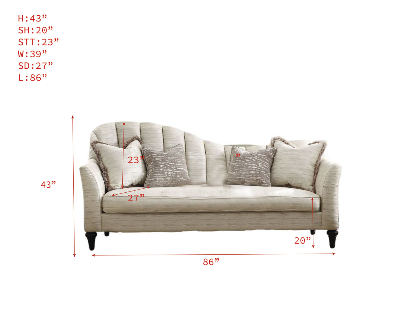 Acme Athalia Sofa with 4 Pillows