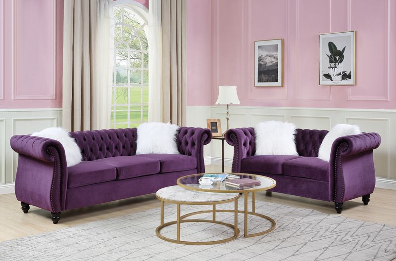 ACME Thotton Loveseat Purple Velvet