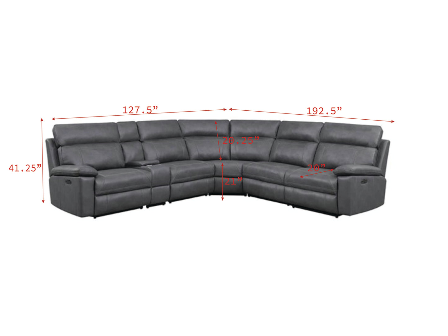 Coaster Furniture Albany Grey 6pc Power Sectional