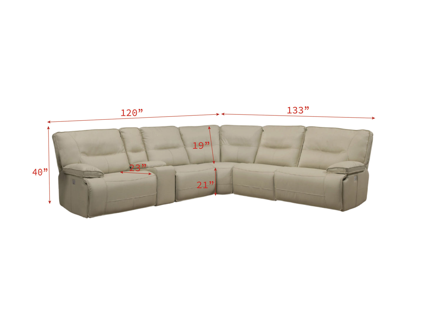 Parker House Spartacus Oyster Modular Power 6pc Reclining Sectional