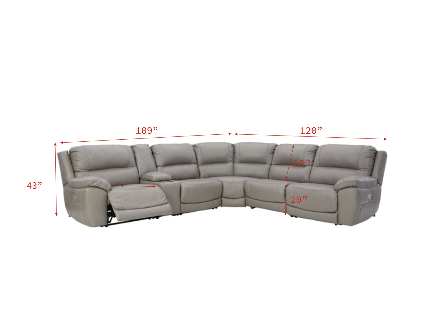 Ashley Furniture Dunleith Gray 6pc Power Reclining Sectional