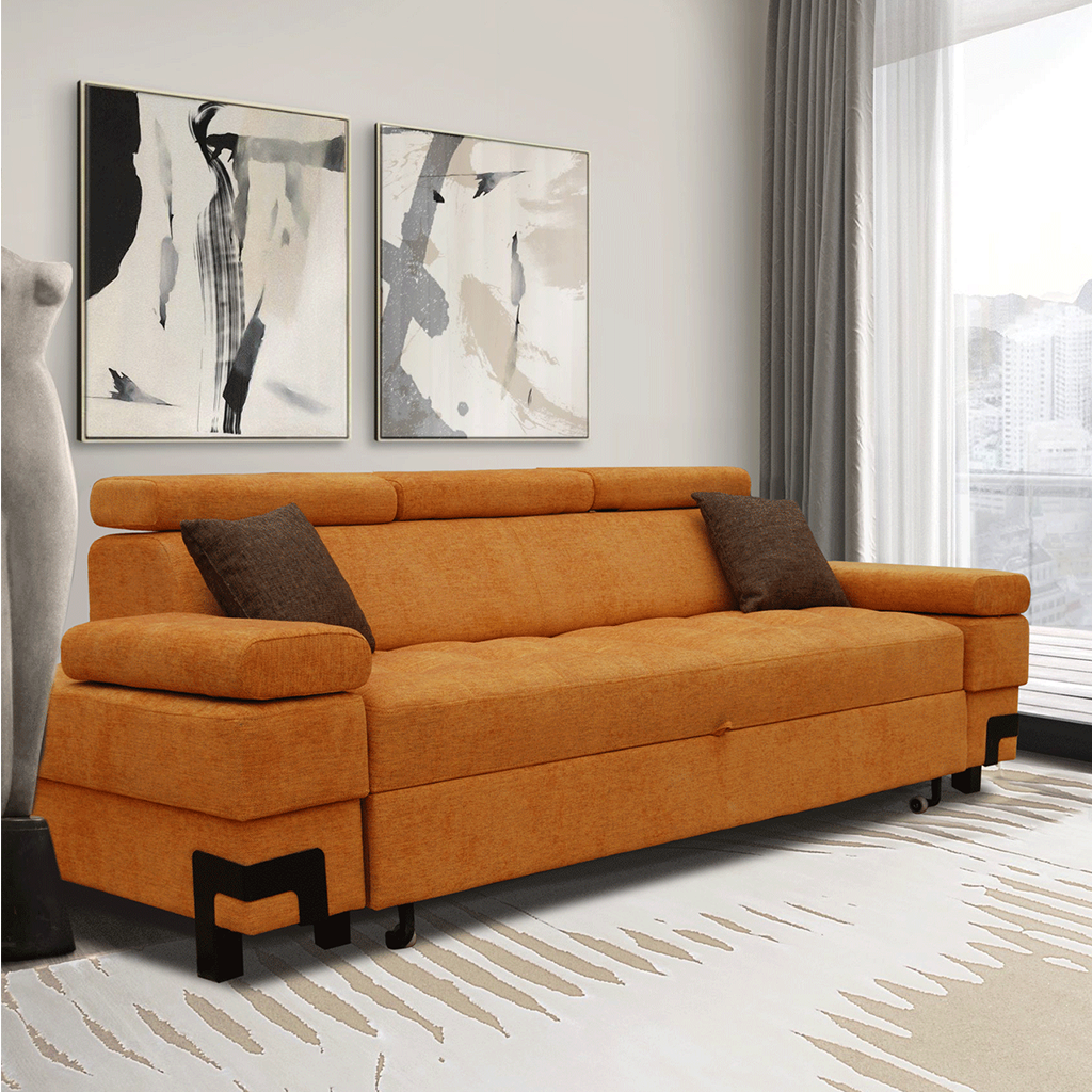 ESF Garda Orange Fabric Sofa Bed