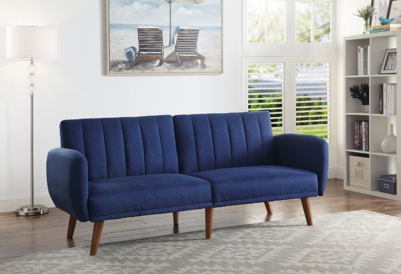 AcmeBernstein Adjustable Sofa in Blue Linen and Walnut