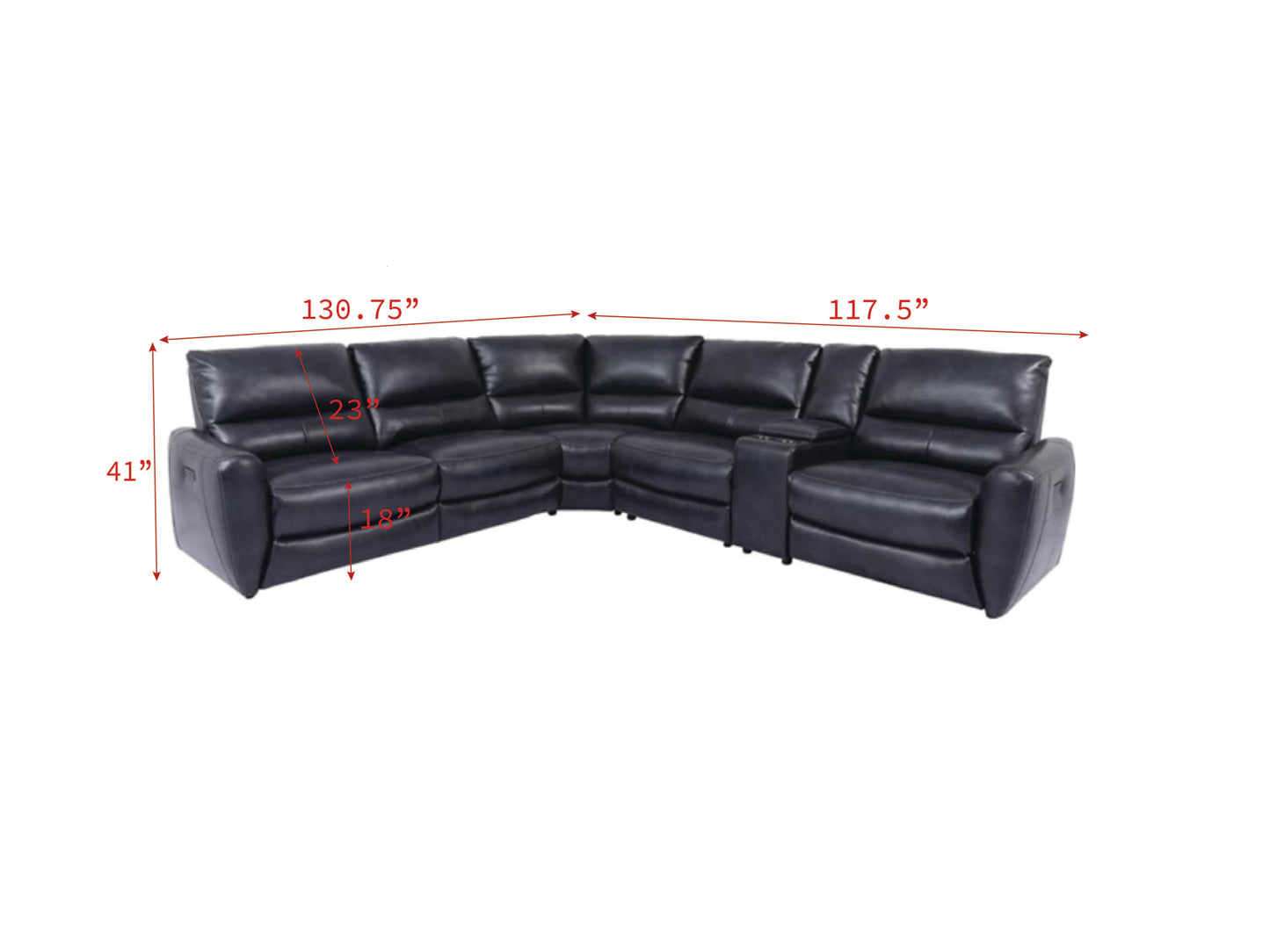 Parker House Samson Banner Navy Modular Power 6pc Reclining Sectional