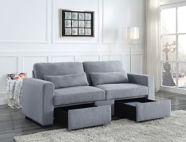 Acme Gray Linen Rogyne Sofa  Furniture