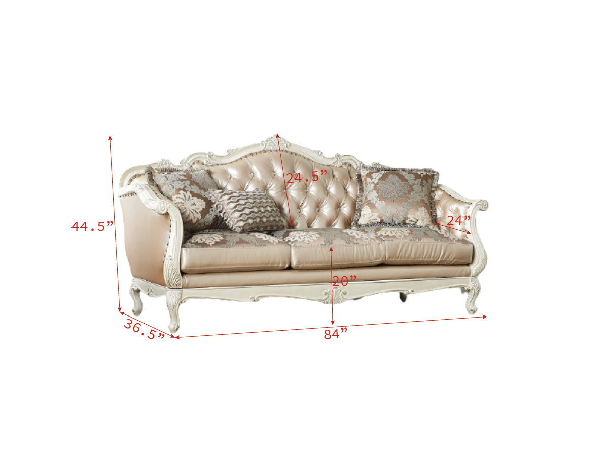 Acme Chantelle 84" Sofa with 3 Toss Pillows