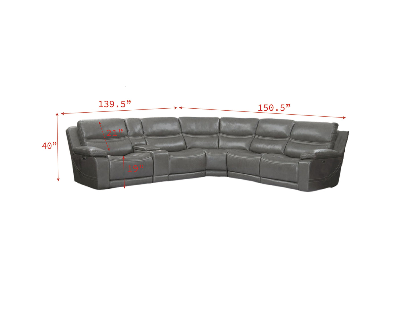 Parker House Palmer Greige Modular Power 6pc Reclining Sectional