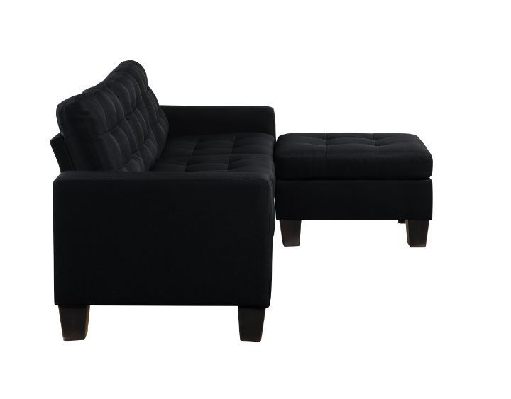 ACME Earsom Sofa & Ottoman in Black Fabric