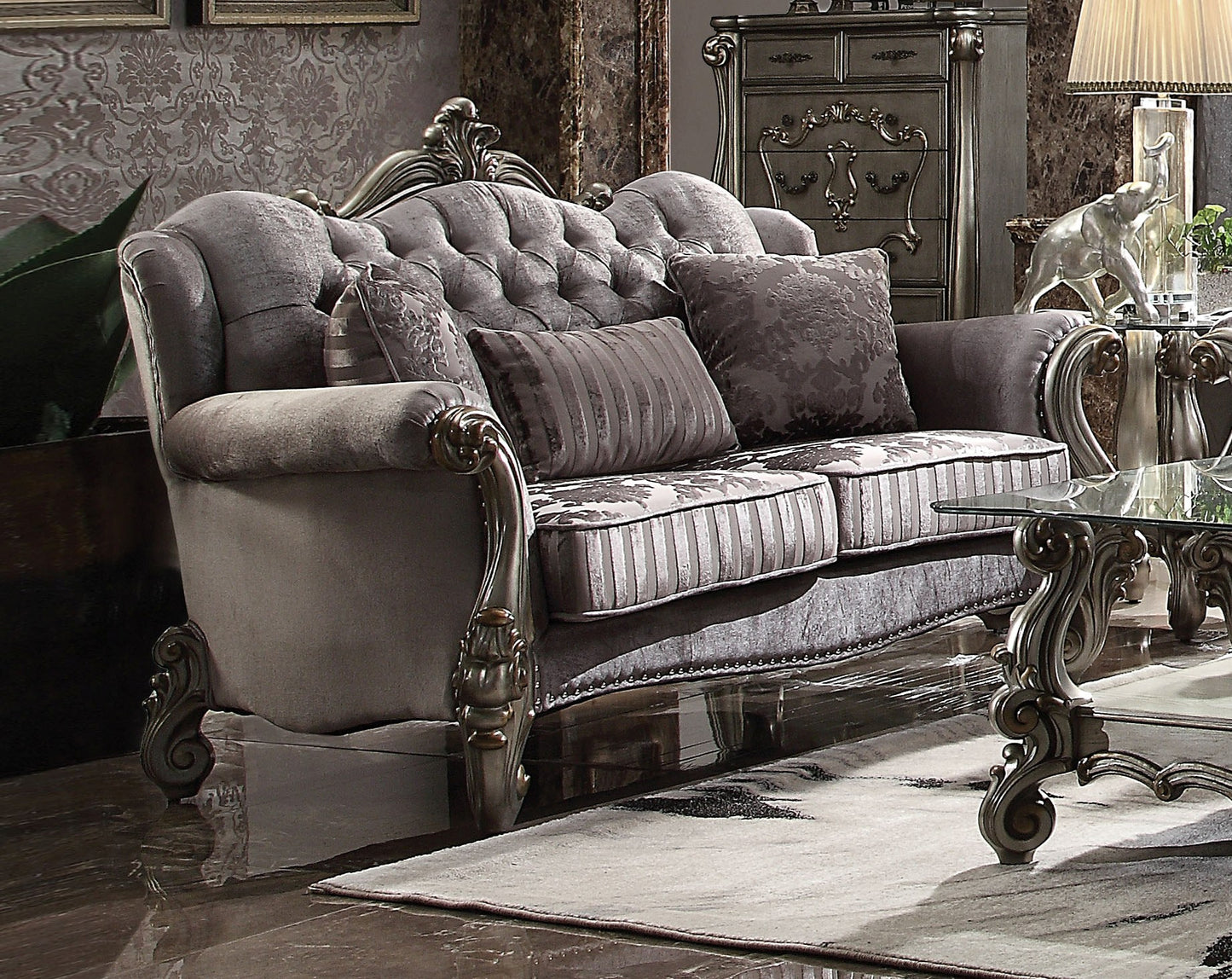 Acme Versailles 69" Loveseat with Wingback