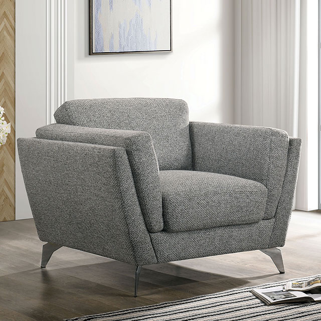 Furniture of American ADELENE CHAIR Stainless Steel Legs, Armrest Buffer Cushion & Tweed-like Fabric