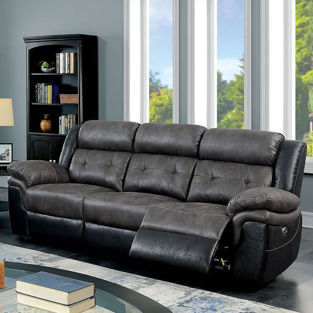 Furniture of America BROOKDALE SOFA Fabric-like Vinyl, Padded Armrest & Tufted Back Cushions