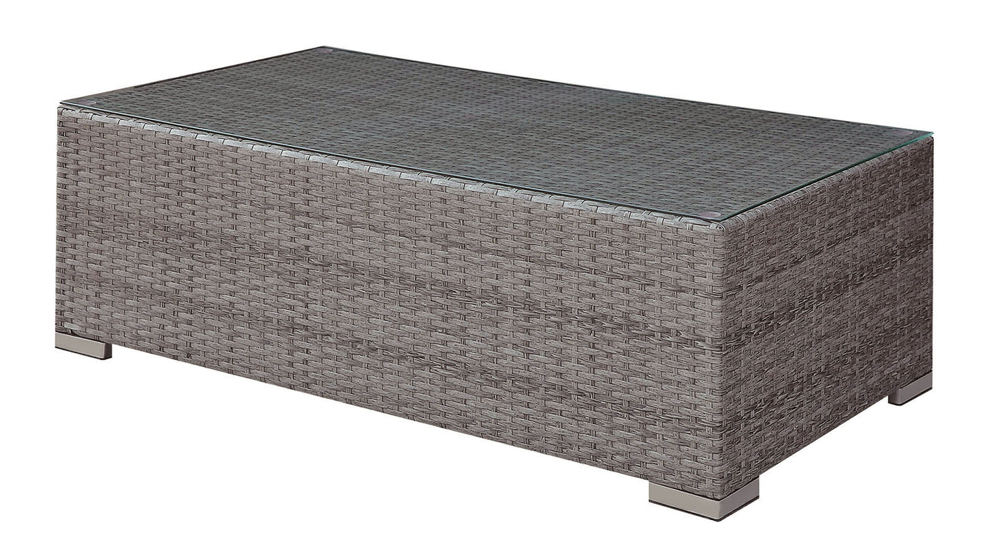 SOMANI Light Gray Wicker/Ivory Cushion Coffee Table image