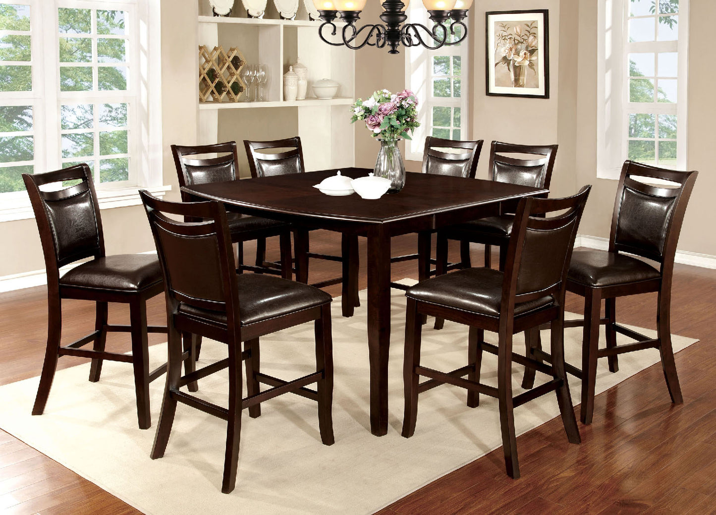 WOODSIDE II Dark Cherry 7 Pc. Counter Ht. Table Set image