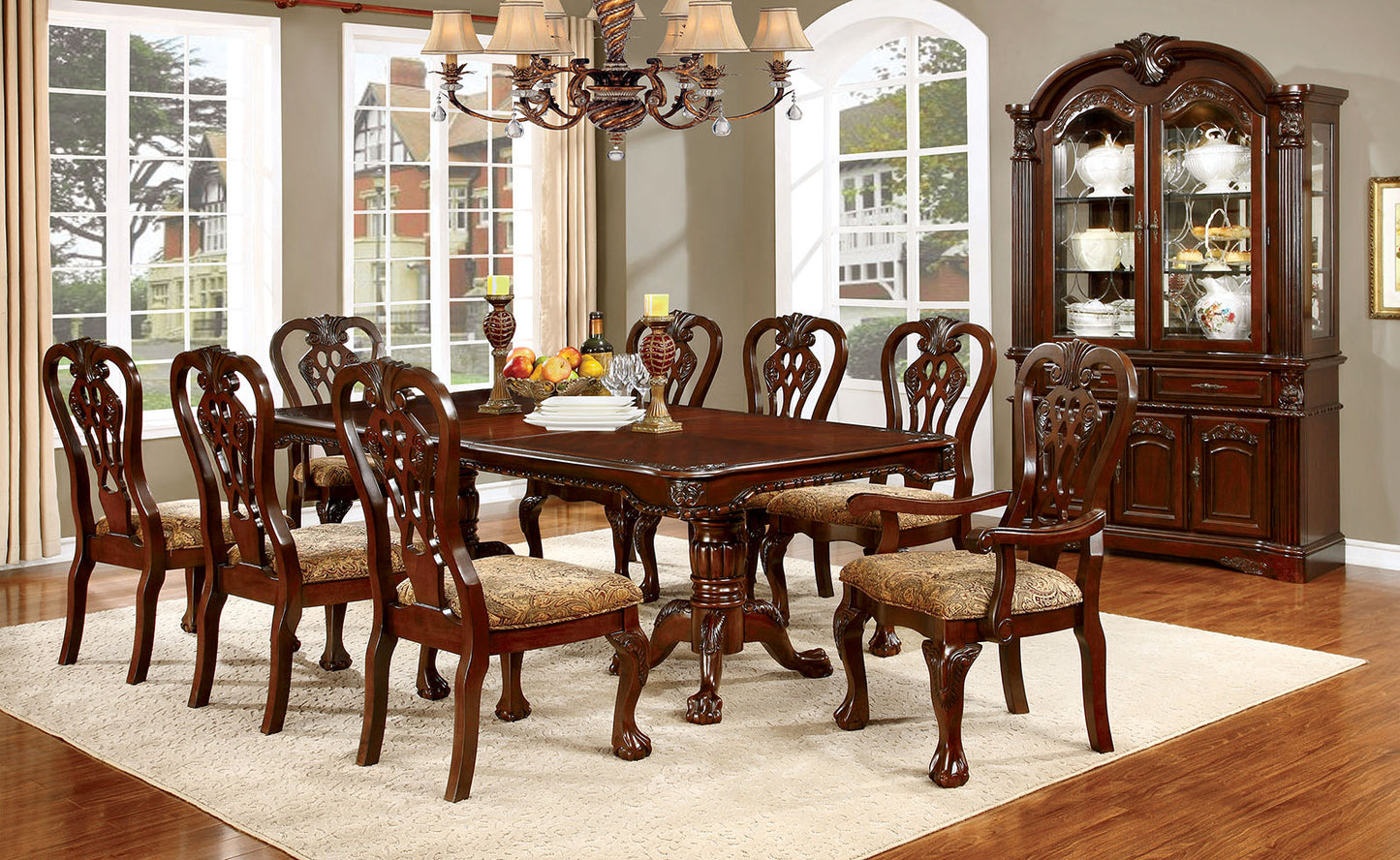 ELANA Brown Cherry 7 Pc. Dining Table Set (2AC+4SC) image