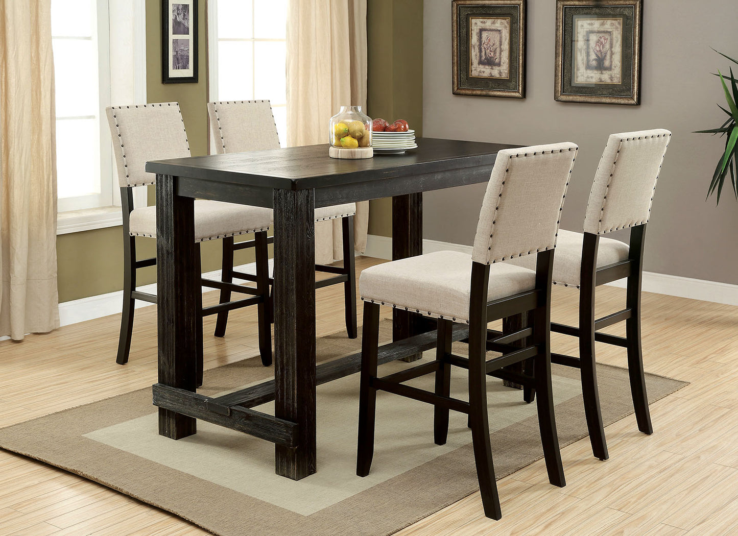 Sania III Antique Black, Gray 5 Pc. Bar Table Set image