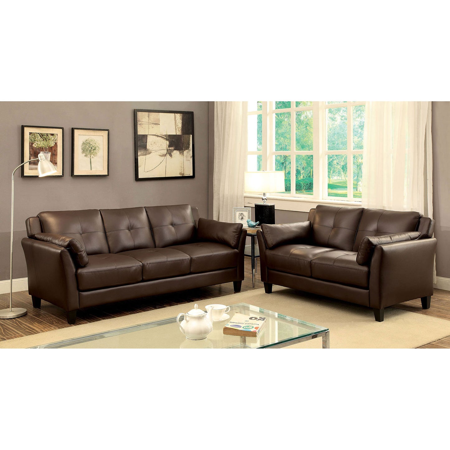 YSABEL Brown Sofa + Love Seat, Brown image