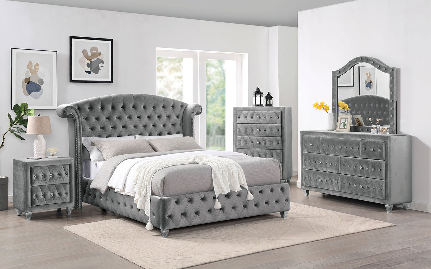 ZOHAR Queen Bed, Gray image