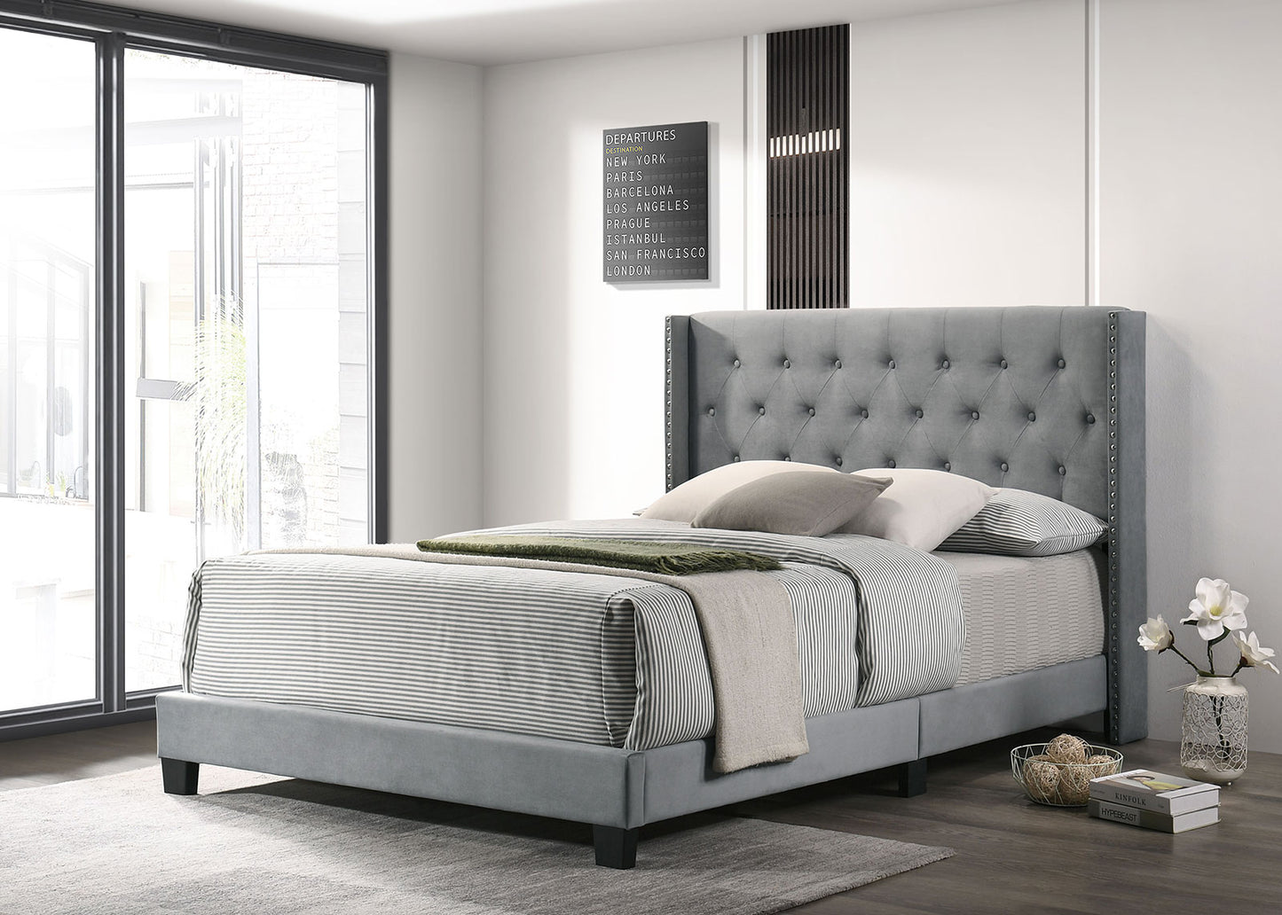 JENELLE Cal.King Bed, Light Gray image