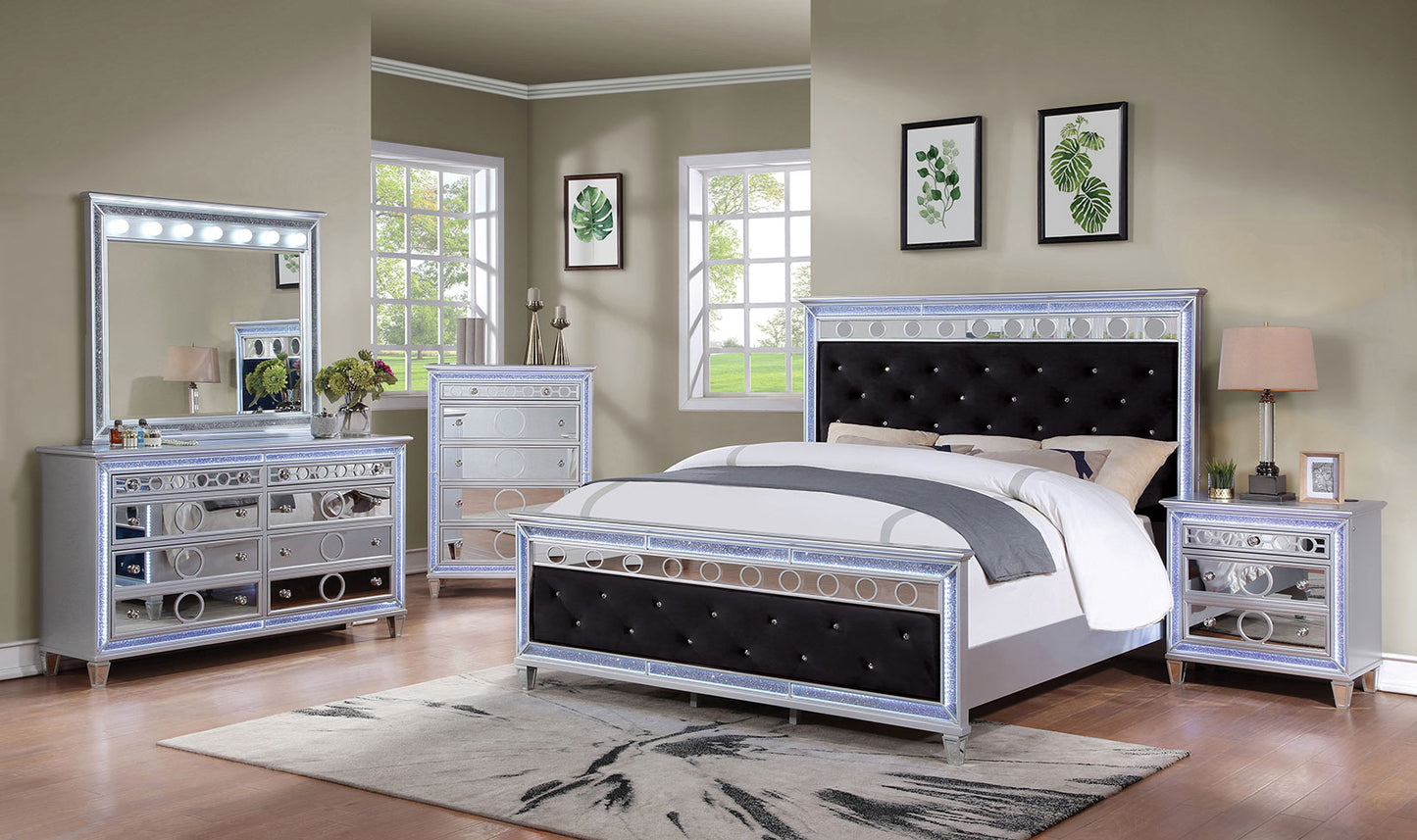 MAIREAD E.King Bed, Silver/Black image