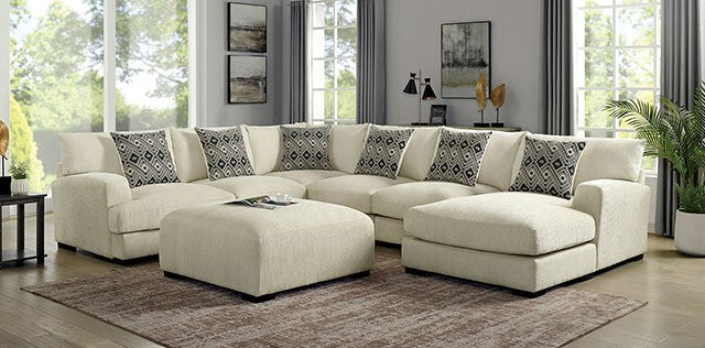 Furniture of America KAYLEE SECTIONAL Modular Design & Fitted Back Pillows Seats w/Memory Foam Top Layer