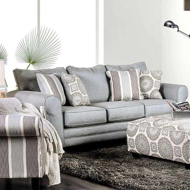 Furniture of America MISTY SOFA Loose Back Pillows, Sun & Stain Resistant Revolution Fabric and Tapered Legs